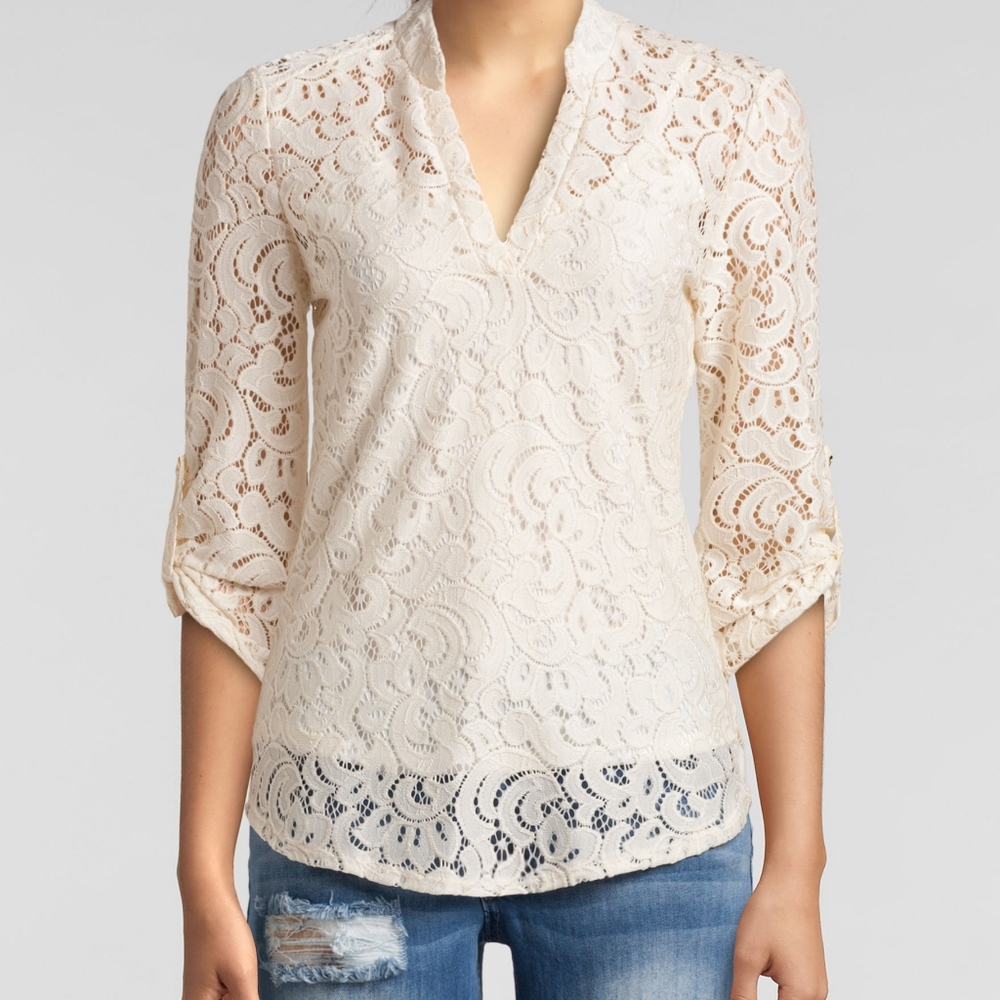 Wishful parks, lacy blouse.
